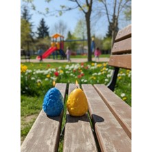 AY IŞIĞI MUMLARI Çiçek Yumurta 2'li Hediyelik Dekoratif Hoş Kokulu Parafin Wax Mum (Lacivert + Sarı Renkli)