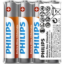 Philips Extra Zinc Chloride 1.5V Aaa Ince Kalem Pil - R03L4F/10 - 4'lü Naylon Paket