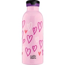 Mamawata Hearts Pipetli Çocuk Termos Matara 470 ml Paslanmaz Çelik Sızdırmaz Yalıtımlı Suluk