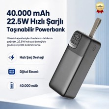 Hızlı Store 40.000 mAh Powerbank 22.5W Hızlı Şarjlı Dijital Ekranlı Taşınabilir Şarj Cihazı