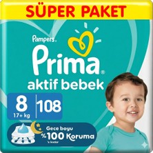 Prima 8 Beden Aktif Bebek Bezi Süper Paket 27X4 108 Adet