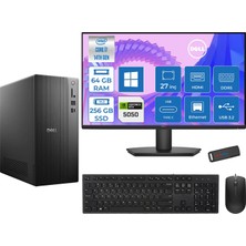 Dell Tower ECT1250 Intel® Core™ İ7-14700 64GB Ddr5 256GB SSD 8GB/RTX5050 WIN11PRO +27" Monitör Tower Masaüstü Bilgisayar 27RPLSR00724P21+ZETTAUSBBELLEK