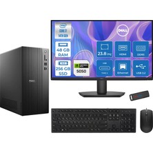 Dell Tower ECT1250 Intel® Core™ İ7-14700 48GB Ddr5 256GB SSD 8GB/RTX5050 Freedos +23.8" Monitör Tower Masaüstü Bilgisayar 24RPLSR00724F16+ZETTAUSBBELLEK