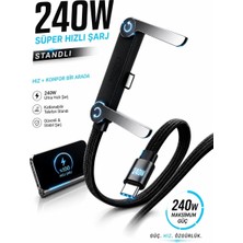 Rogger 240W Ultra Hızlı Type-C Şarj Data Kablosu Katlanabilir Standlı Ergonomik Tasarım 1.5m Örgülü