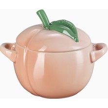 Le Creuset Mini Cocotte Şeftali Taş Seramik Kapaklı Kase