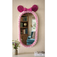 Rattan Pembe Fiyonklu Mickey Mouse Ayna