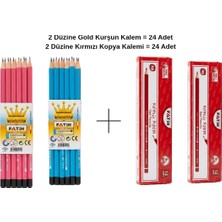 Fatih 2 Düzine Gold Serisi Kurşun Kalem + 2 Düzine Kırmızı Kopya Kalemi - Avantajlı Kalem Set
