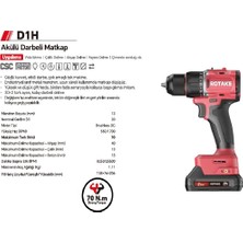 Rotake Şarjlı Darbeli Matkap 2AH 20V 70NM Güç 13MM Çelik Manderen