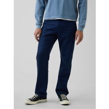 Gap Erkek Koyu Mavi Keten Karışımlı Relaxed Straight Pantolon