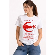 Trend Cojans Türkiye Ay Yıldız 2026 Dünya Kupasi Taraftar Forma T-Shirt - Beyaz