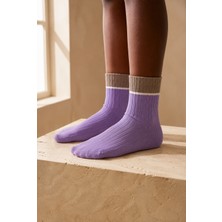 Bony Socks Kız Çocuk Şeritli Soket Çorap Lila