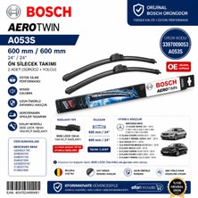 Bosch Orijinal 3397009053 2048200145 Aerotwin Silecek Takımı 600/600 mm Mercedes C180 C200 Uyumlu