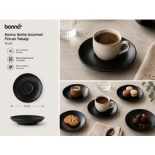 Bonnami Bonna Notte Gourmet Premium Porselen Kahve Fincan Tabağı 12 cm - Modern Mat Siyah Sunum Tabağı
