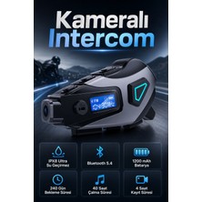 Seyutech Syk-10 Bluetooh 5.4 Kameralı Motosiklet Kask Kulaklık Intercom 1200MAH Bataryalı Ipx8 Su Geçirmez Motorsiklet Interkom