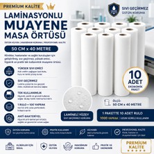 Bezos 10’lu Premium Laminasyonlu Muayene Masa Örtüsü 50 cm x 40 Metre | Sıvı Geçirmez Tek Kullanımlık Sedye Örtüsü | 10 Rulo 1000 Yaprak Hijyenik Klinik Örtüsü