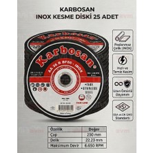 Karbosan 230X1.9 mm Inox Paslanmaz Ince Kesme Diski Büyük Spiral Canavar Taşı 25 Adet