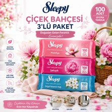 Sleepy Premium Kokular Çiçek Bahçesi 3'lü Yüzey Temizleme Mendili Manolya Şakayık Yasemin