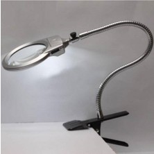 Forestia MG15120-C Klipsli LED Büyüteç – 130MM Metal Spiralli Çalışma Lambası - Ledli Masa Büyüteci