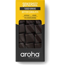 Aroha %100 Kakao Şekersiz Bitter Çikolata 80 g Gerçek Kakao Lezzeti ile Tatlandırılmamış