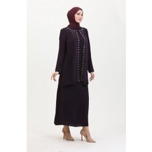 Sefa Merve Taşlı Ikili Takım 6200-01 Mürdüm