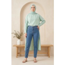 Sefa Merve Yüksek Bel Denim Jean Kot Pantolon 10226-02 Mavi