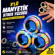 LRS Store 3'lü Manyetik Stres Yüzüğü | Fidget Ring Oyuncağı | Anti Stres Parmak Oyunu | Odaklanma ve Konsantrasyon Oyuncağı