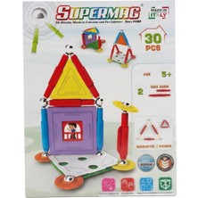 Super Mag SUPERMAG 30 PARÇA MANYETİK YAPI VE EV SETİ- RENKLİ STEM EĞİTİCİ MANYETİK OYUNCAK