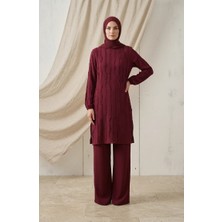Sefa Merve Fırfır Detaylı Tunik 0553-04 Bordo