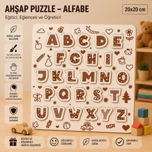 Ahşap Puzzle - Alfabe: Eğitici ve Öğretici Okul Öncesi Harf Öğrenme Seti (20X20 Cm)