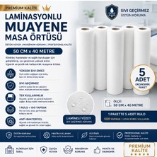 Bezos 5’li Premium Laminasyonlu Muayene Masa Örtüsü 50 cm x 40 Metre | Sıvı Geçirmez Tek Kullanımlık Sedye Örtüsü | 5 Rulo 500 Yaprak Hijyenik Klinik Örtüsü