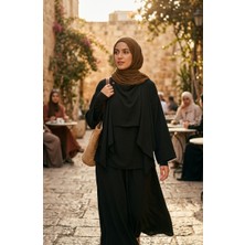 Sefa Merve Rahat Kesim Pelerin Ikili Takım 2274-02 Siyah