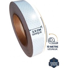 Opersan Petek Dokulu Reflektif Ikaz Bandı 2.5cm 10M - Araç Römork Bisiklet Işık Yansıtıcı Şerit (Beyaz)