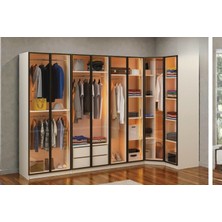 Doressa Novis 8 Kapılı Reflekte Camlı Köşe Gardırop