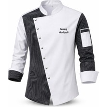 Mekaizen Chef Ceketi – Aşçı Üniforması, Aşçı Gömleği Aşçı Forması Asimetrik Tasarım Nakış Hediyeli