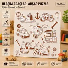 Ulaşım Araçları Eğitici Ahşap Puzzle – 20X20 cm Okul Öncesi Zeka Geliştirici Oyuncak