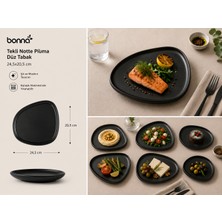 Bonnami Tekli Notte Piüma Düz Tabak 24,5X20,5 cm Porselen Servis ve Sunum Tabağı