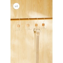 Ocean Home Textile 4'lü 6 Kancalı Mat Beyaz Renk Kauçuk Kaplamalı Metal Çok Amaçlı Askı 14 x 7 cm