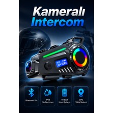 Seyutech Syk-19 Bluetooh 5.4 Kameralı Motosiklet Kask Kulaklık Intercom Rgb Işıklı Uzun Batarya Ömürlü Motorsiklet Interkom