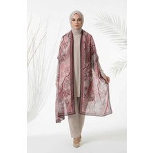 Sefa Merve Çiçek Desenli Kehribar Şal 70359-08 Mürdüm
