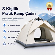 Hızlı Store Otomatik Kamp Çadırı 200x150x120 cm Çift Katmanlı 3 Saniyede Kurulum Su Geçirmez 3 Kişilik