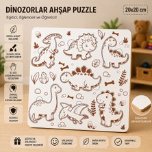 Dinozorlar Dünyası Eğitici Ahşap Puzzle – 20X20 cm Okul Öncesi Zeka Geliştirici Oyuncak