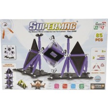 Super Mag SUPERMAG 85 PARÇA MANYETİK YAPI OYUNCAĞI VE GEOMETRİ STEM EĞİTİM SETİ SİYAH PANEL SERİSİ