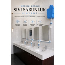 Hilal Kimya Depolu Sabunluk Sistemi | 4 Musluklu | 10 Lt Merkezi Depolu | Alttan Basmalı | Okul, Cami ve Toplu Kullanım İçin