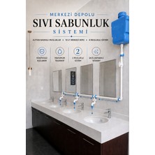 Hilal Kimya Depolu Sabunluk Sistemi | 2 Musluklu | 10 Lt Merkezi Depolu | Alttan Basmalı | Okul, Cami ve Toplu Kullanım İçin