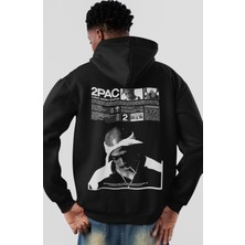 Sevbano 2pac Rapper Şarkıcı Tupac Sırt Baskılı Unisex Oversize Penye Hoodie