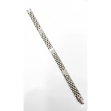 Hsc Bilişim Rodyum Çelik Erkek Çelik Bileklik Boy 21.5 cm / En 1 cm - EBL0054