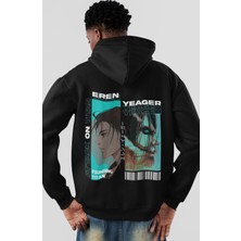 Sevbano Eren Yeager Attack On Titan Anime Sırt Baskılı Unisex Oversize Penye Hoodie
