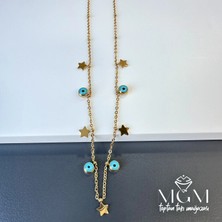 Hsc Bilişim Çelik Yıldız Nazar Boncuklu Kolye - KL0047