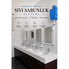 Hilal Kimya Depolu Sabunluk Sistemi | 6 Musluklu | 10 Lt Merkezi Depolu | Alttan Basmalı | Okul, Cami ve Toplu Kullanım İçin