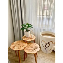 Baysal Ahşap Kayın Masif Ahşap Lale Modeli Sehpa